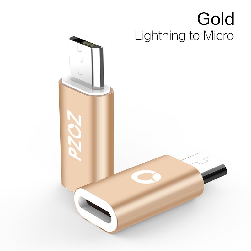 PZOZ Voor iPhone naar Type C-Adapter mi cro usb-kabel Converter Opladen voor xiao Mi redmi 5 plus 4x mi 8 A1 6 x oneplus usb-c OTG: Gold  to Micro