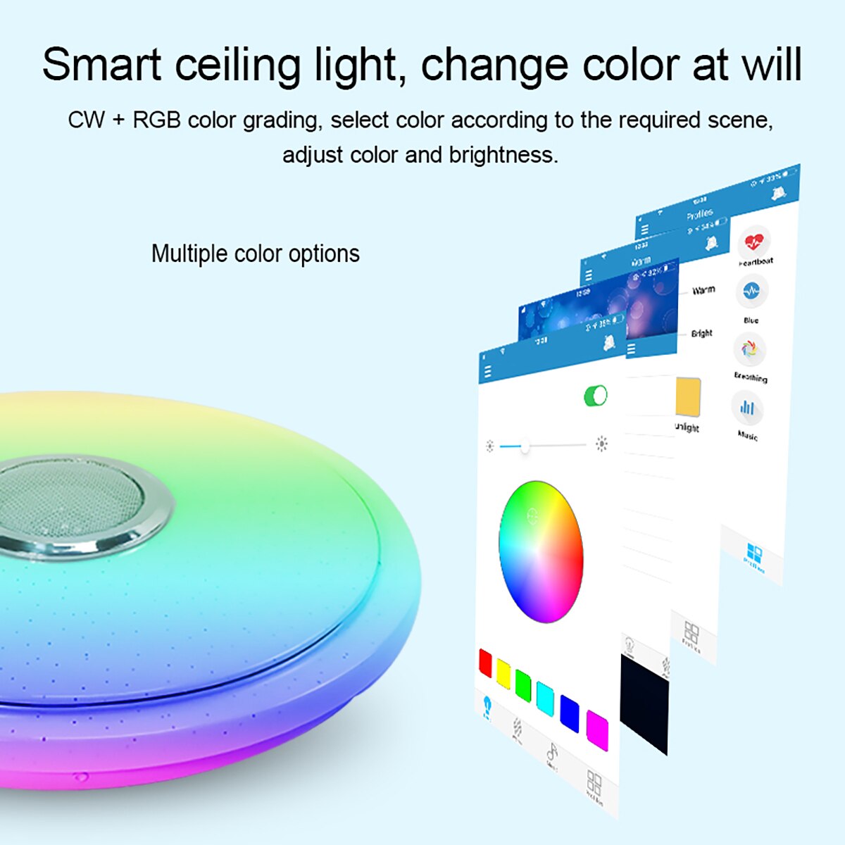 Sonmeen  bt33-1 moderne ledet taklamper hjemmebelysning app kontroll rgb bluetooth musikk lys soveromslamper smart taklampe