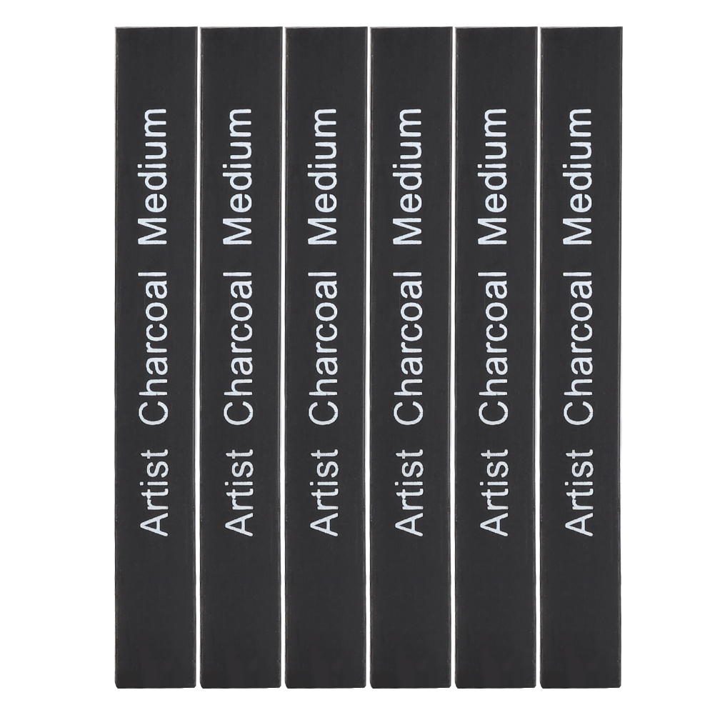 Soft/Medium/Hard 6Pcs Compressed Charcoal Sticks Black Square Graphite Drawing Pencil Art Suppl: Default Title