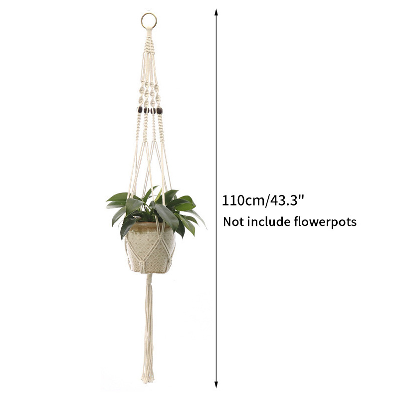 Tuinieren Groene Plant Hangende Mand Katoenen Touw Hanger Bloempot Handgemaakte Macrame Pot Zakmuur Boho Binnenplaats Home Decor: Chocolade