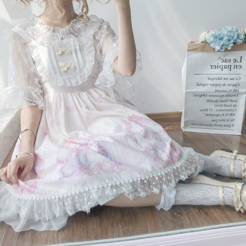 Kawaii lolita kjoler til cos loli pige sød fe tøj japansk jsk under blonde skjorte gotisk victoriansk robe lolita