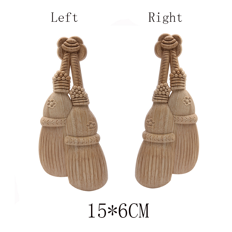 Applique for Home Furniture Unpainted Wood Oak Carved Wave Flower Onlay Corner Decor Wood Carved Long Applique Rubber Wood: C166-2-2-2