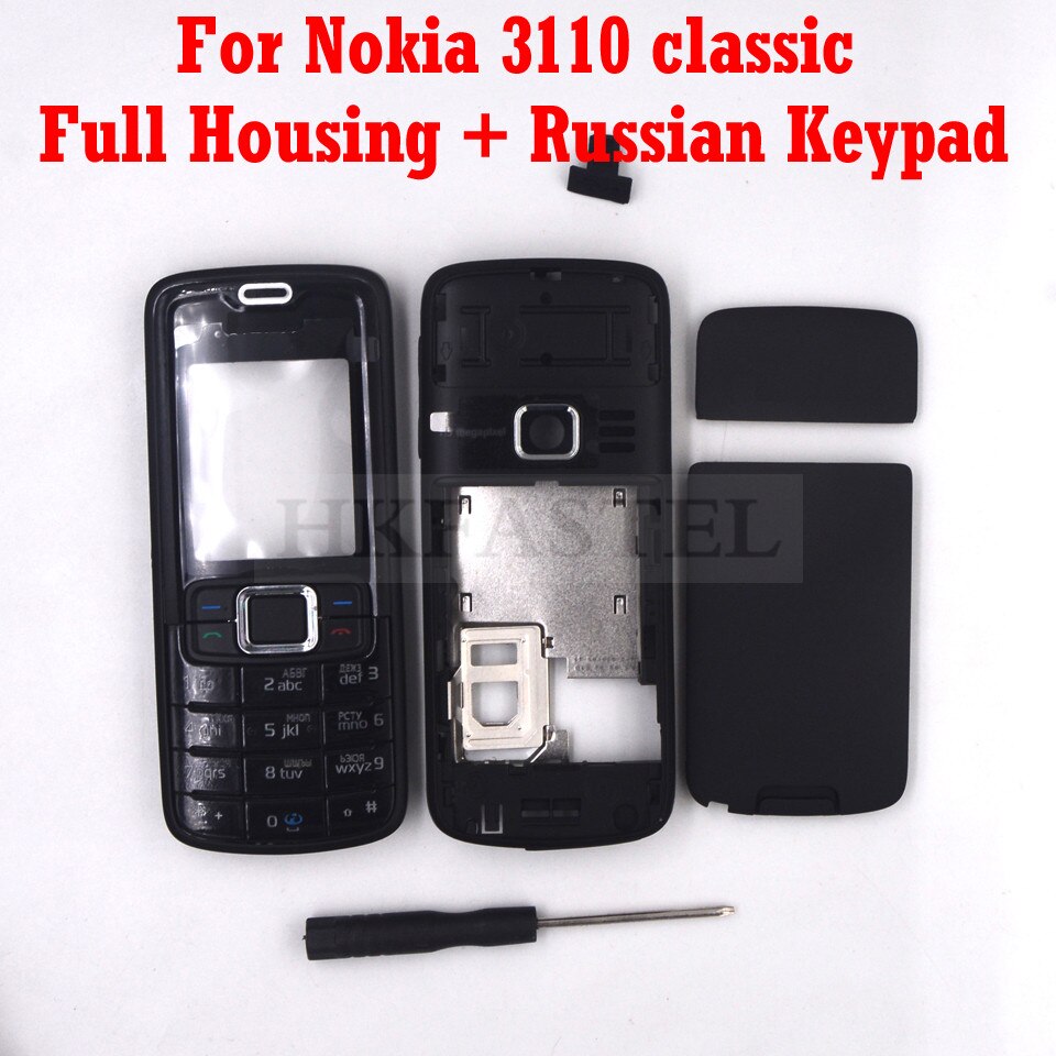 HKFASTEL Cover For Nokia 3110c 3110 Classic 3109c 3109 Mobile Phone Full Housing with Keypad Case Tool