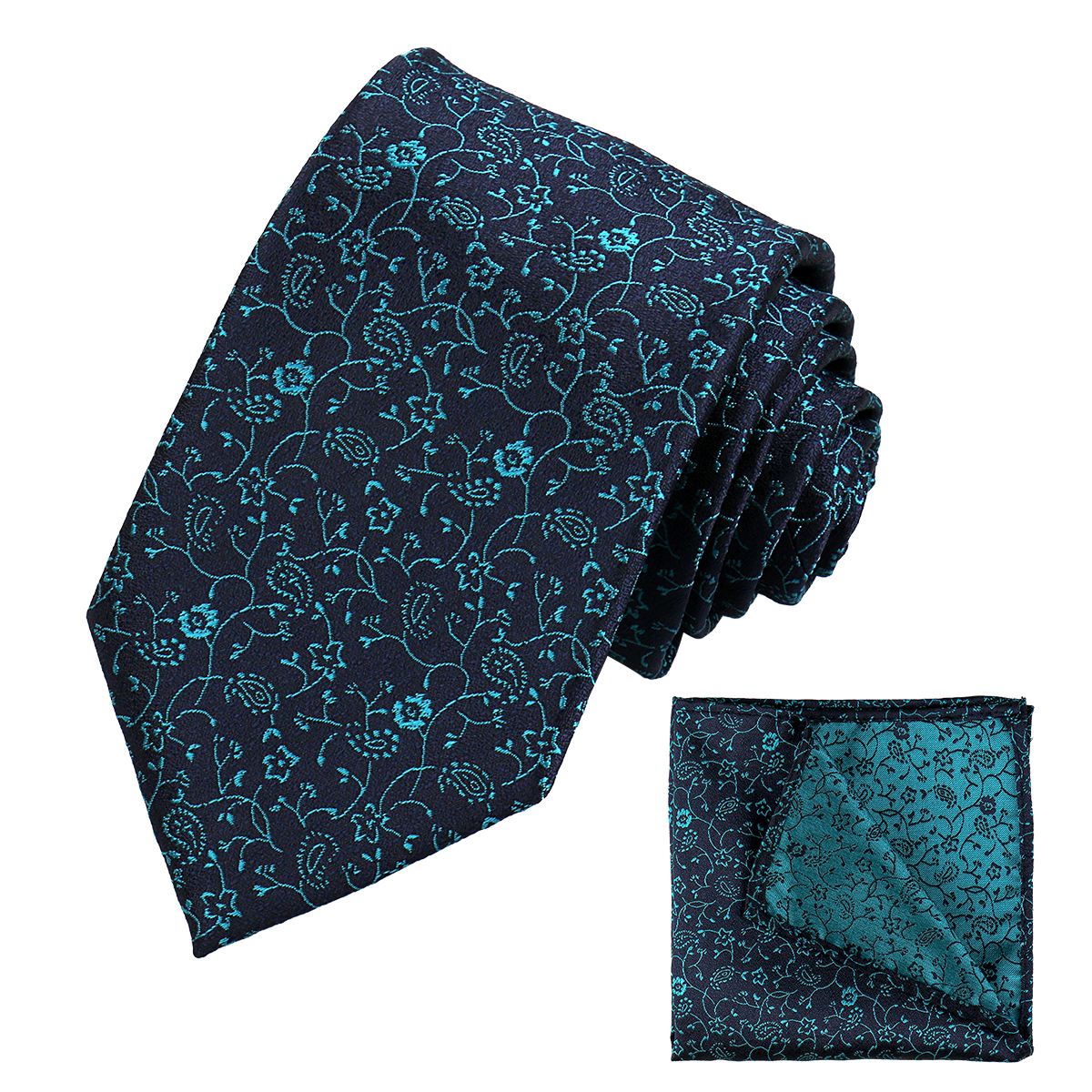 Corbata cuadrada de bolsillo para hombre, conjunto de negocios, corbata, pañuelo, tejido Jacquard, Floral, Paisley, para padrino de boda: Plata