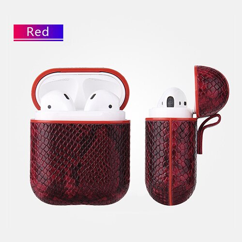 Capa de couro para airpods 2, capa para apple airpods 2 alça pc + estojos de cobertura com botões, película protetora de couro para airpods, dropshipping: red sw