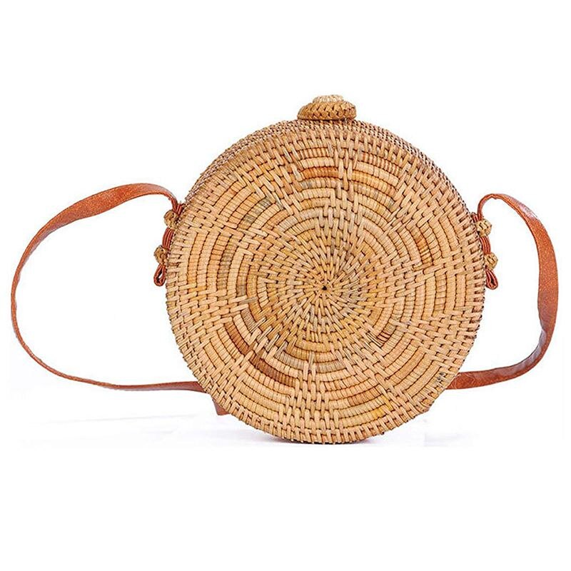Bolso bandolera de mujer de Bali Ata ratán tejido, bolso de mano con broche de lazo, de estrella: Default Title