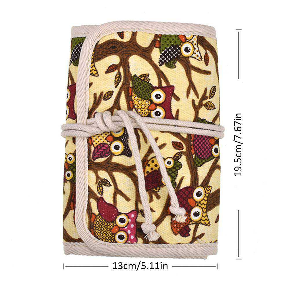 Eule Krawatte Seil Leinwand Rolle Tasche Hand Gestrickte Häkeln Werkzeug Lagerung Tasche Häkeln Kombination Lagerung DIY Weberei Werkzeug Häkeln Tasche