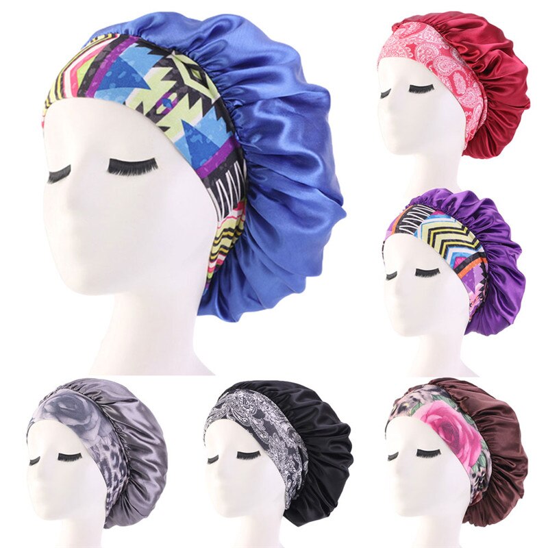 Pañuelo de satén para la cabeza para mujer, gorro elástico para dormir de noche, gorro para el cuidado del cabello, gorro de belleza, banda elástica para la cabeza, 1 unidad