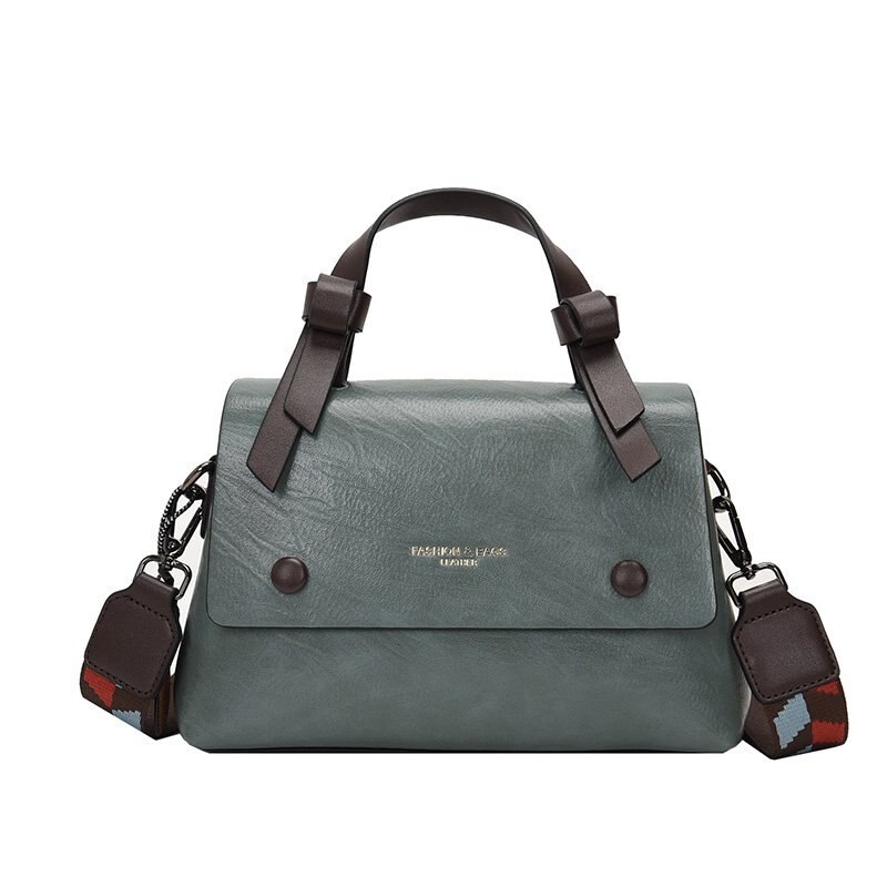 Damväska enkel ren färg mjukt läder avslappnad trend dam handfrakt axelväska mångsidig crossbody väska: Armégrön