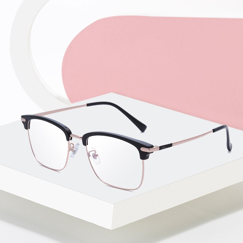 Gafas con montura de titanio puro para hombre, lentes con borde completo, bisagras de primavera, gafas de visión corta, gafas rectangulares