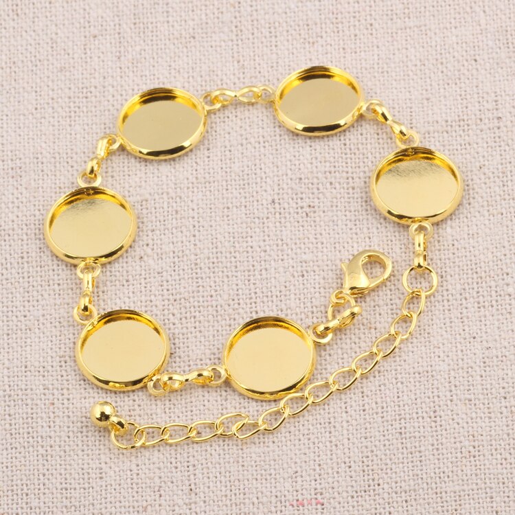 reidgaller 10pcs fit 12mm round cabochon bracelet base setting copper bezel bracelet blanks diy bracelets making supplies