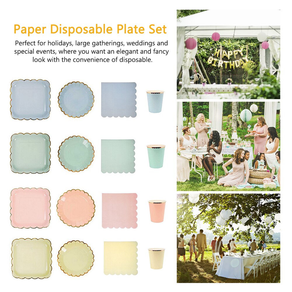 Servies voor het avondeten verjaardag feestdagen met servet eetkamer buiten picknick thuis wegwerpborden bruiloft feest papieren salade