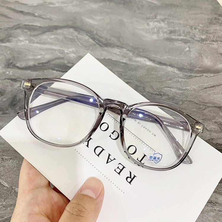 Oulylan Vintage Round Glasses Frame Women Men Blocking Blue Light Eyeglasses Computer Eye Glasses Clear Lens Optical Spectacles: Gray