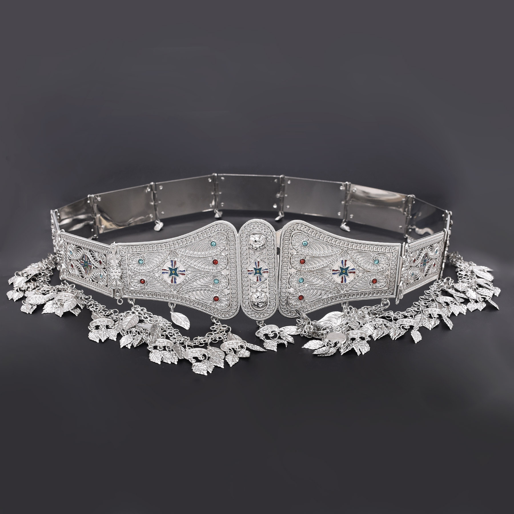 Cadena de cintura chapada en plata brillante para mujer, cadenas para el cuerpo de y pesadas, joyería para el cuerpo india Tribal étnica Vintage