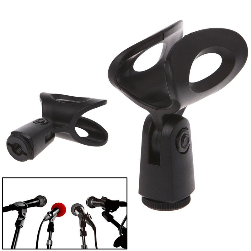 1pc supporto per microfono in plastica nera supporto per microfono supporto per Clip flessibile con morsetto