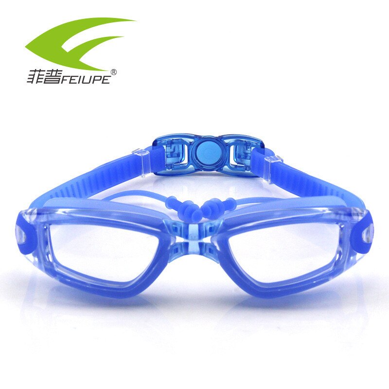 Gafas de natación profesionales para hombre y mujer, lentes de silicona antiniebla ajustables para piscina, lentes transparentes para nadar: Azul