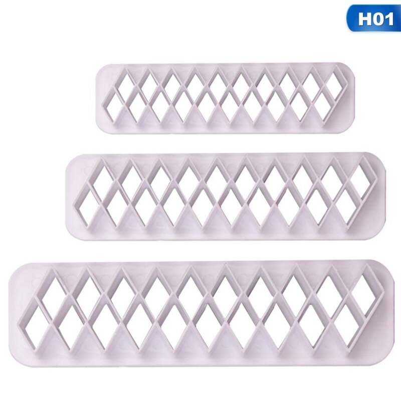 3 stuks vierkante geometrische uitstekers fondant koekjesvorm geometrie cakevorm fondantvorm taartdecoratiegereedschap bakken 6 ontwerpen: 1