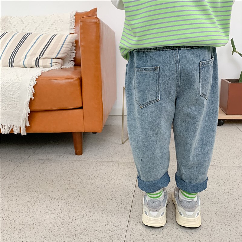 Jeans Enfant Taille Haute Droit – Denim Décontracté Garçon Fille 2025 – 5 Ans