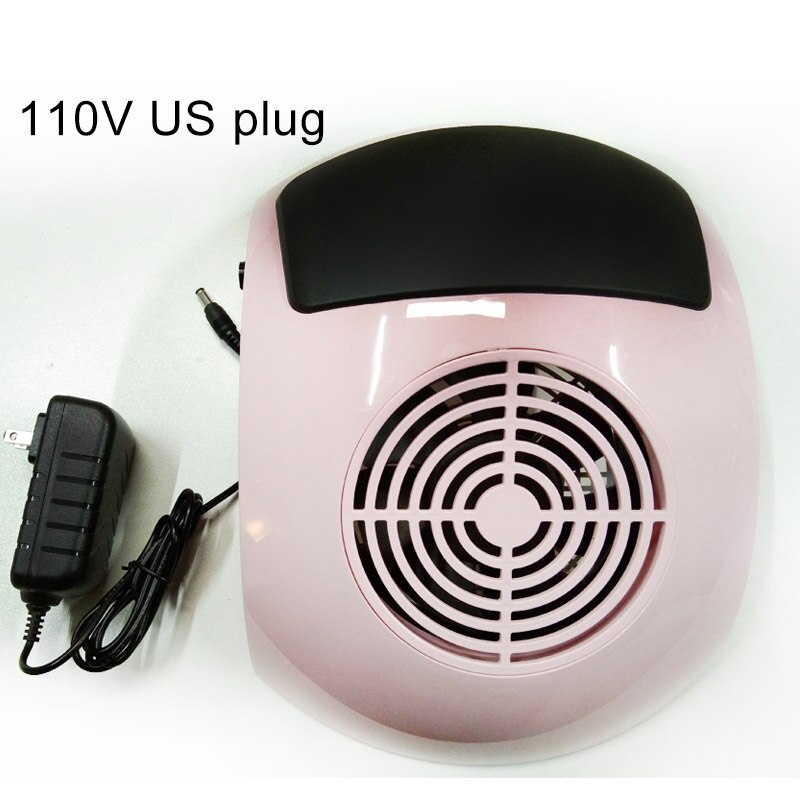 80W Nail Stofafzuiging Collector Nail Art Salon Apparatuur Nail Stofzuiger Machine Met 1 Stofzak: BQ607-pink-US
