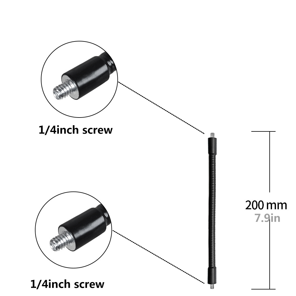 Supports de bâton de Selfie monopode à tige en métal Flexible avec vis de 1/4 pouces/bras d'extension de tête sphérique pour trépied d'appareil photo téléphone portable: Mèche