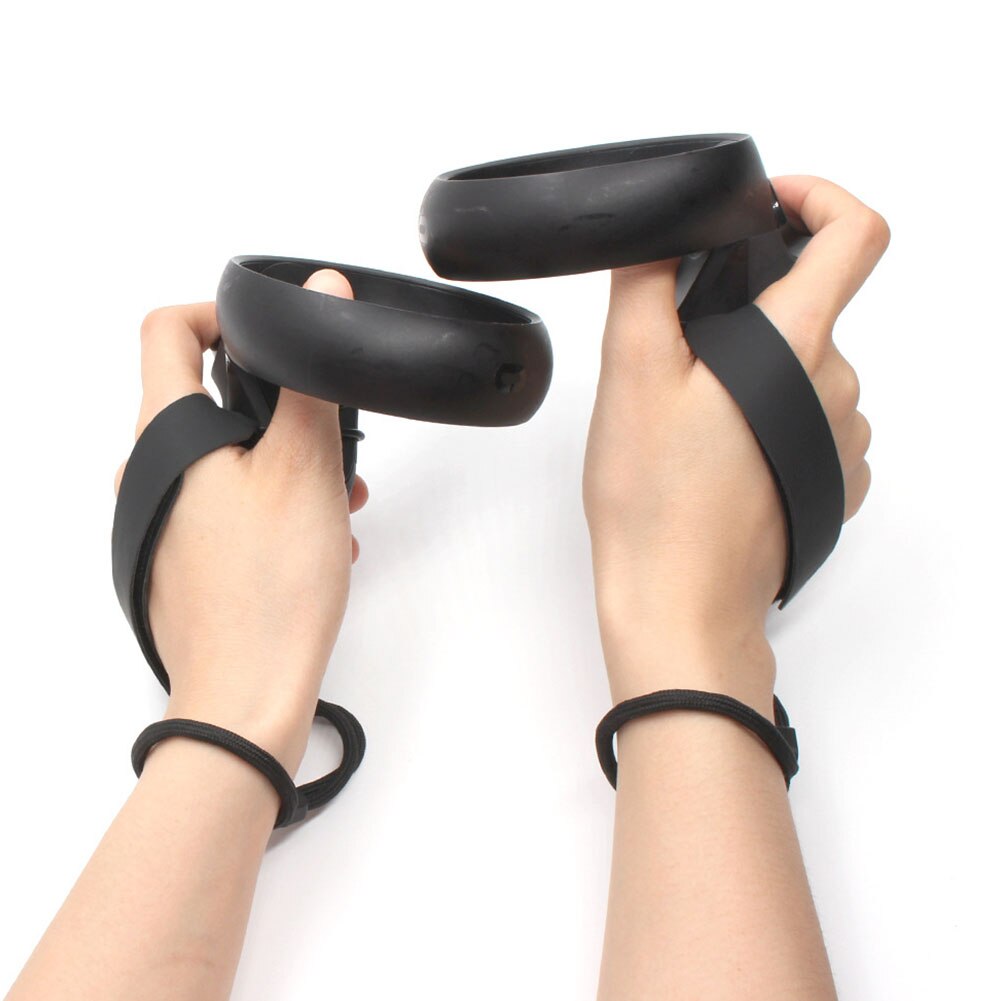 1pair VR Headset Knuckle Strap Non Slip Black Wear Resistant Comfortable Adjustable Wristband Touch Controller for Oculus Rift S