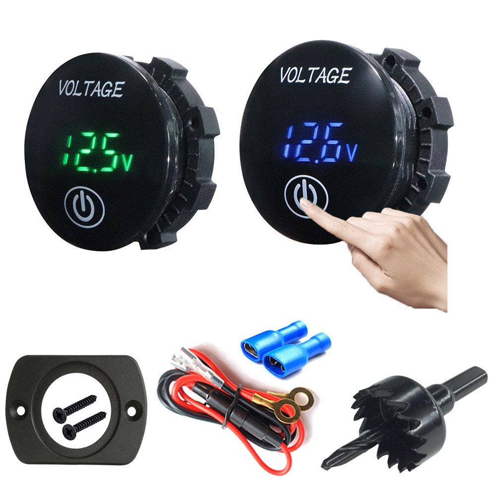 mini digital voltmeter panel volt volt måler tester med ta på på av bryter til bil motorsykkel båt marine biltilbehør