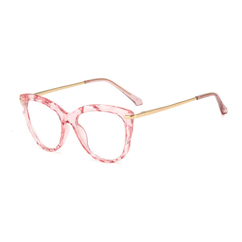 Dam glasögon solglasögon blå ljustäta glasögon metallbåge för damer vogue glasögontillbehör hållbara: Rosa