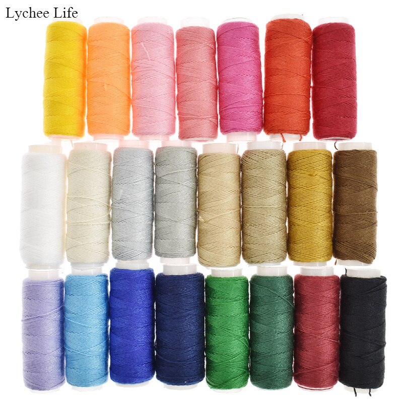 Lychee life 24 stk / parti blandede farver polyester sytråd til håndlavede beklædningsbukser sytilbehør