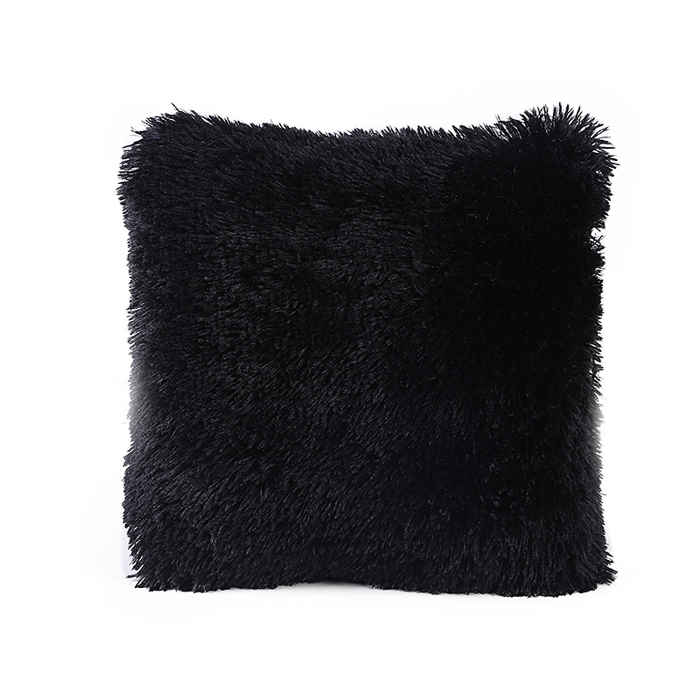 Housse de coussin pour décoration de maison | Coussin de luxe en velours, bleu, vert, jaune, rose, gris, noir, #30: Black 
