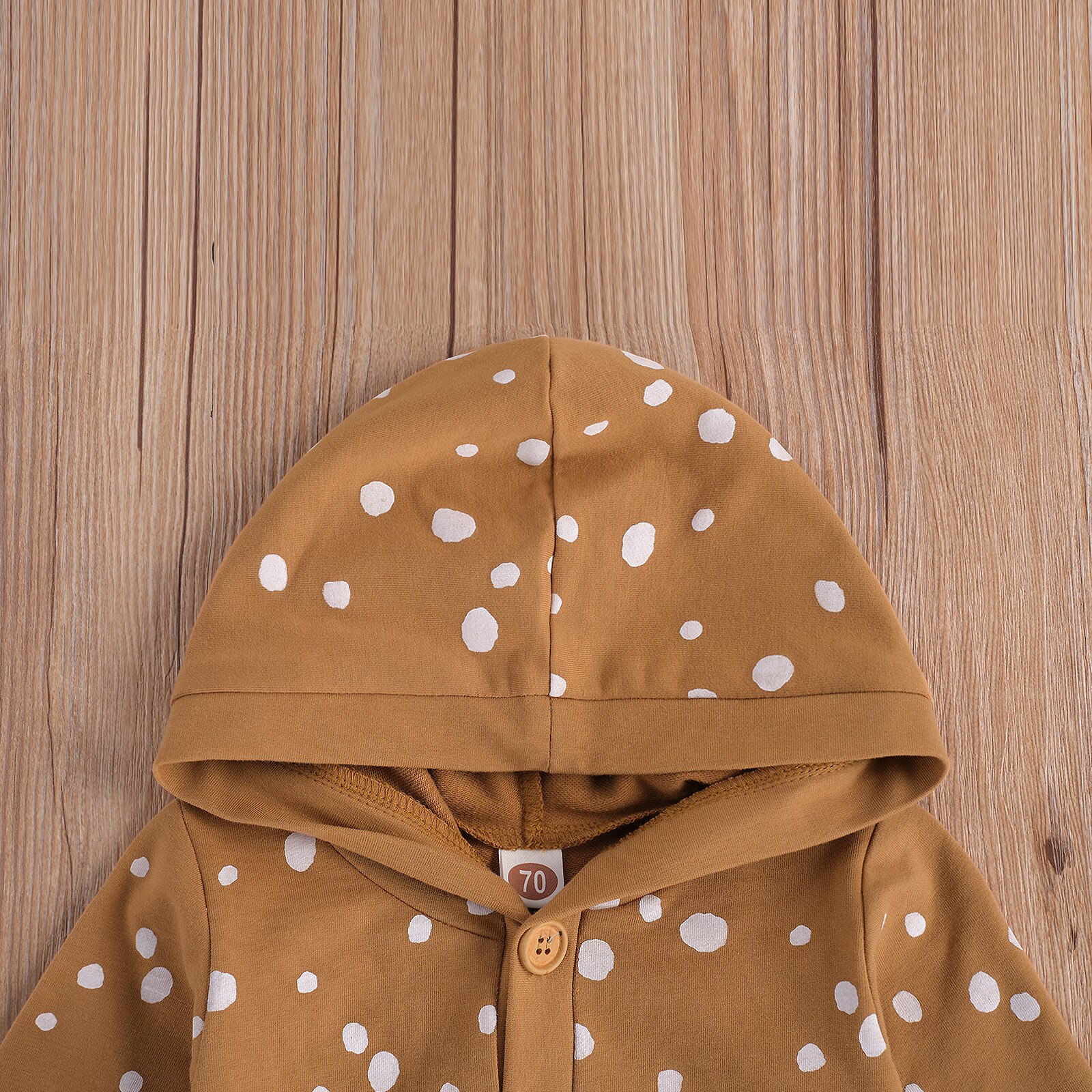 2020 nova queda outono 0-24m da criança do bebê menina menino pontos imprimir único breasted com capuz macacão manga longa botão para baixo macacão