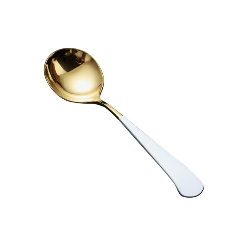1Pc Stainless Steel Spoon Gold Plated Dessert Tea Spoon Coffee Ice Cream Spoons Gold Dinner Tableware 5 Colors: White gold