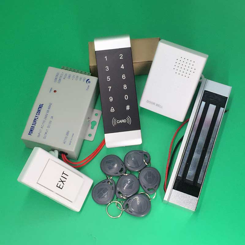 180kg 350Lbs Electric Door Lock Set+Exit button+Card Keytab+Power Supplier Touch Keypad Access controller