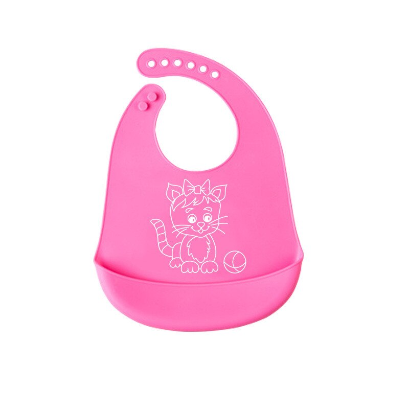 Baby Lätzchen Cartoon Drucke Kinder Silizium Bib kinder Sommer Einstellbar Wasserdicht Bib Baby Fütterung Werkzeuge Jungen Mädchen Lätzchen Schürze: Pink