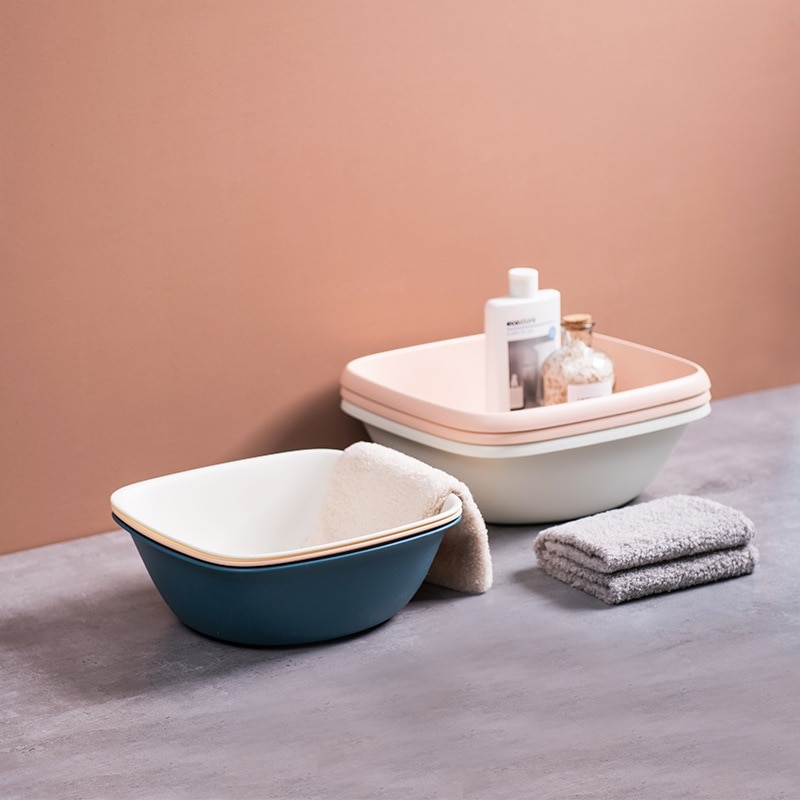 1Pcs Dikke Wastobbe Badkamer Keuken Accessoires Huishoudelijke Plastic Wastafel Draagbare Wassen Groenten Reiniging Bassins Vierkante