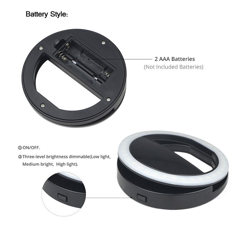 Selfie LED Ring Flash Light Supplementary Universal Mobile Phone Camera Clip For iPhone Huawei Samsung Xiaomi Photography Lamp