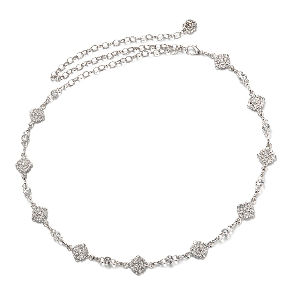 Vrouwelijke tailleband met strass steentjes, tailleband met rokketting, decoratie sieraden