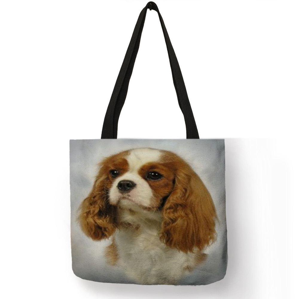 Vrouwen Handtas Charles Spaniel Olieverf Print Tote Bag Lady Meisjes Office School Travel Schoudertas Herbruikbare Boodschappentassen: 005