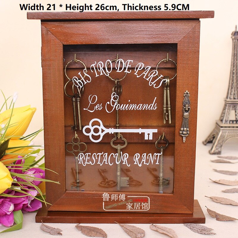 Colgador de llaves Vintage rústico para estantes caja de llaves decorativa para colgar en la pared, almacenamiento de madera maciza para el hogar antiguo, estante de almacenamiento de decoración, caja de almacenamiento de llaves: 5