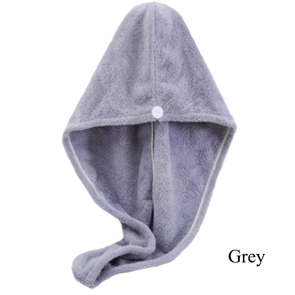 Microfiber Hair Towel Wrap for Women Girls, Quick Dry Towel for Long Curly Hair, Hair Drying Soft Towels with Button 8 Colors: Grey / 2pcs