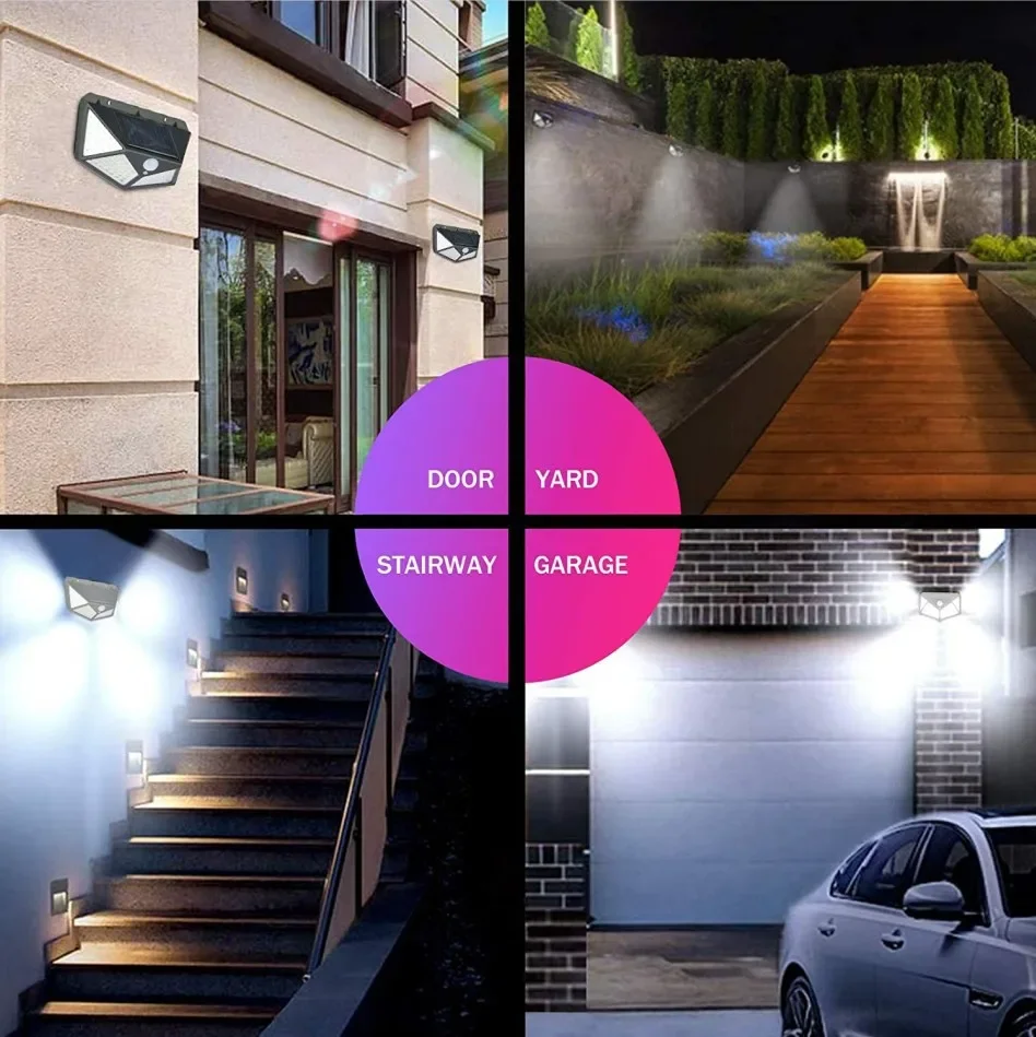 1/2/4PCS Zonne-verlichting Outdoor Wandlamp PIR Bewegingssensor 100LED Zonne-energie Zonlicht straat Licht voor Tuin Binnenplaats