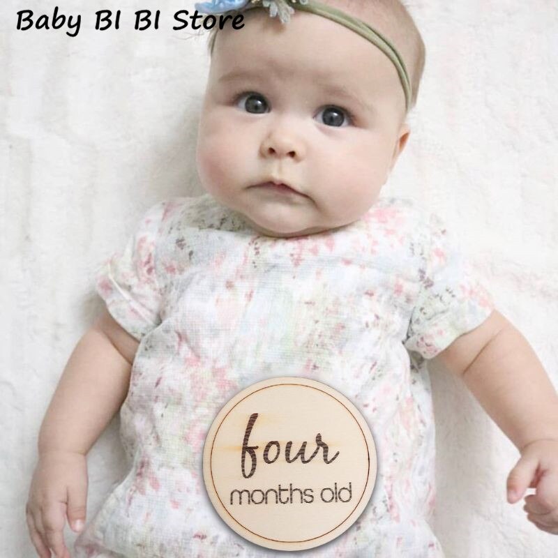 12 st / uppsättning baby månatliga milstolpe träkort spädbarn fotografering rekvisita barn nyfödda dusch
