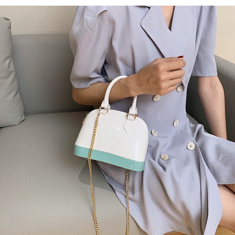 Leren contrasterende kleur handtas ketting messenger bag dames all-match draagbare gel tas