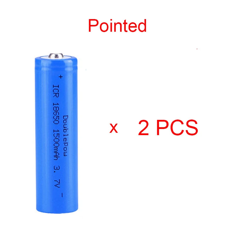 2pcs 18650 3.7V Rechargeable Battery 1200mah 1500mah 1800mah 2000mah 2200mah 2600mah 3400mah Pointed Li-po Lithium Battery: black