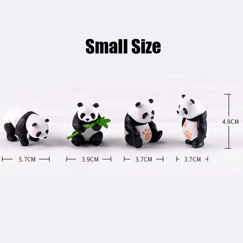 4 Pcs/set Cute Panda Miniature Garden Resin Crafts Ornament Garden Home Decoration Mini Animal Artificial Micro Landscaping: Small Size 4Pcs