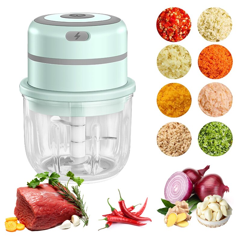 300ml Wireless Portable Electric Garlic Masher Vegetable Meat Grinder Fresh Chili Chopper Charging Mini Durable Kitchen Tool