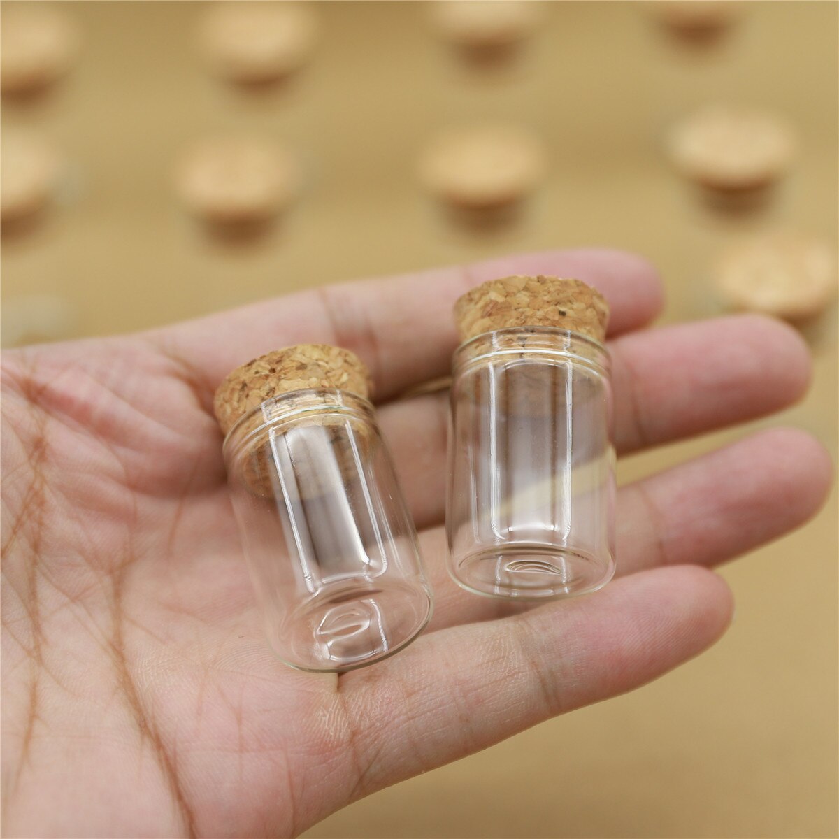 100pcs/lot 22*30mm 5ml Mini Glass Bottle Test Tube Cork Stopper Spice Bottles Container Small DIY Jars Vial Tiny Bottles glass