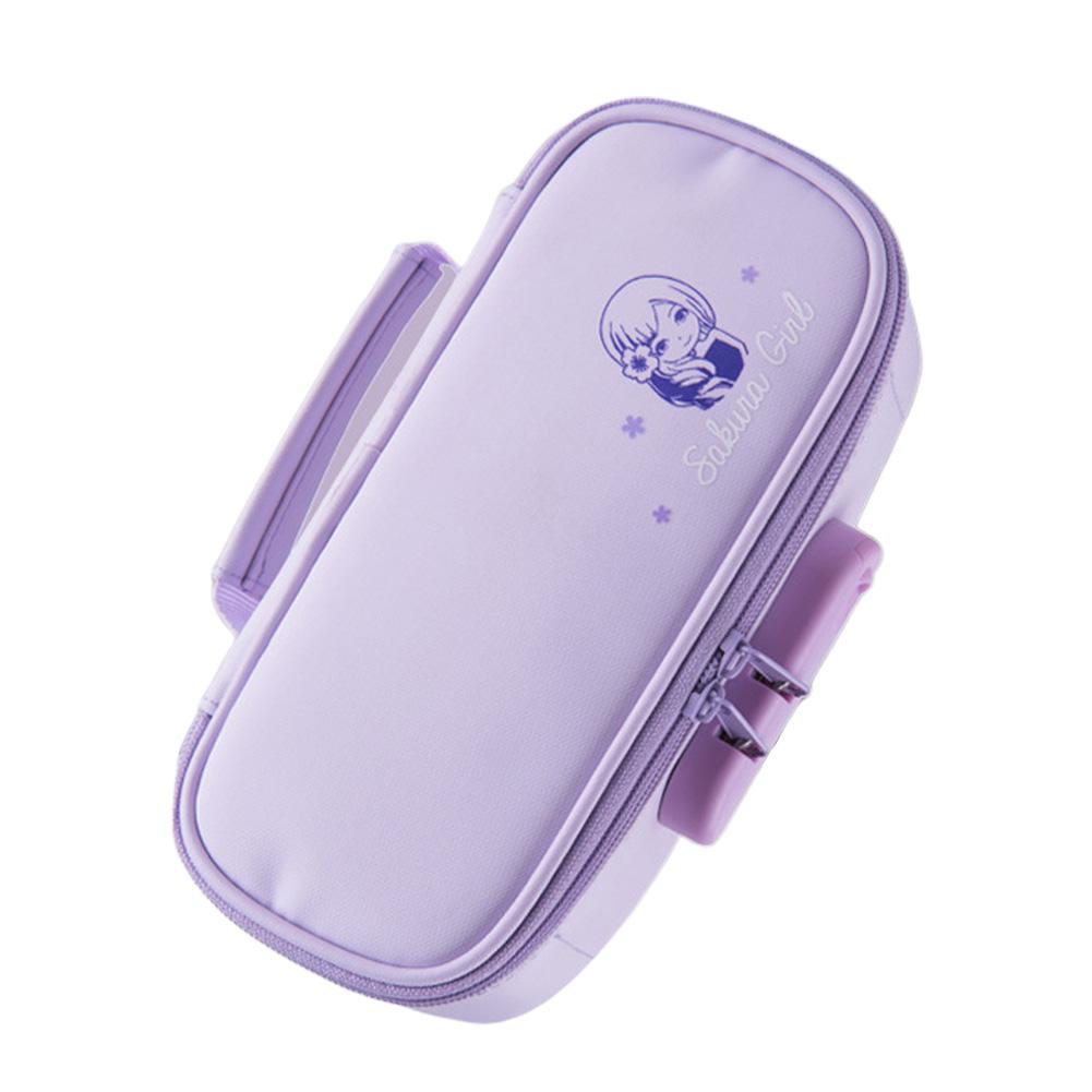 estuche para lápices candado de combinación de gran capacidad 4 colores lápiz funda cartuchera escuela Oficina suministros: Purple