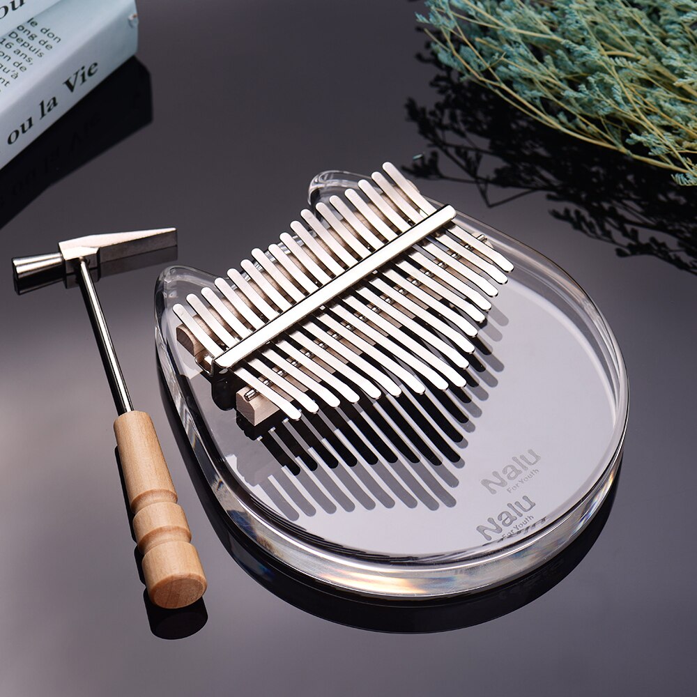 Nalu NK-BE Kalimba 17-Key transparente pulgar Piano Material acrílico lindo en forma de gato con bolsa de transporte nota Musical pegatinas Tuning