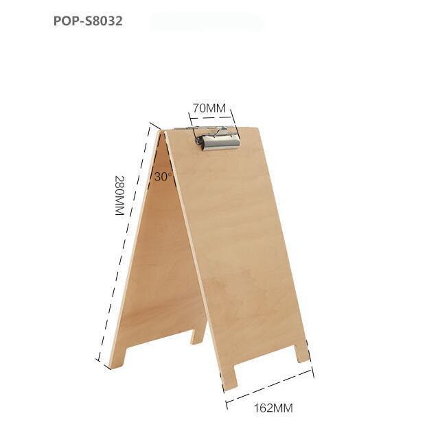 Træmenustativ papir prisskilt display bordplade liste bestillingsskilt clip label holder træplade dobbeltsidet fotoclips rack: A5