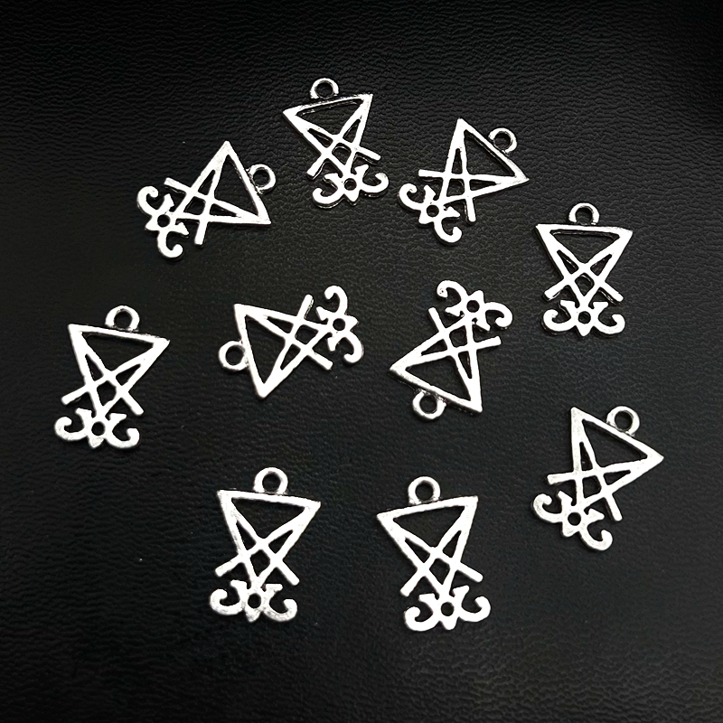 10 unids/lote de colgante Sigil de Lucifer, colgante con sello de Satán, símbolo de Lucifer satánico, colgante de 20*14mm: Default Title